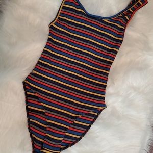Medium striped multi color bodysuit top